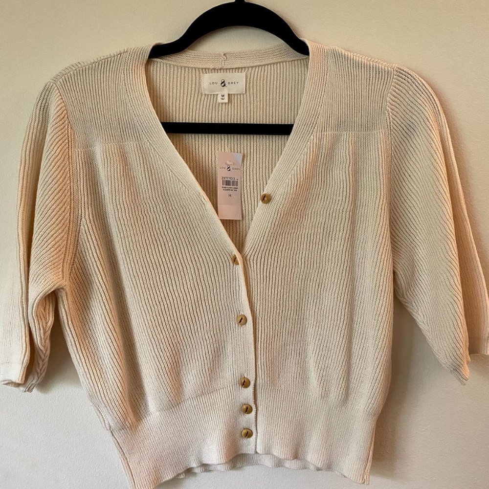 Lou & Grey Cropped Button-Up Sweater